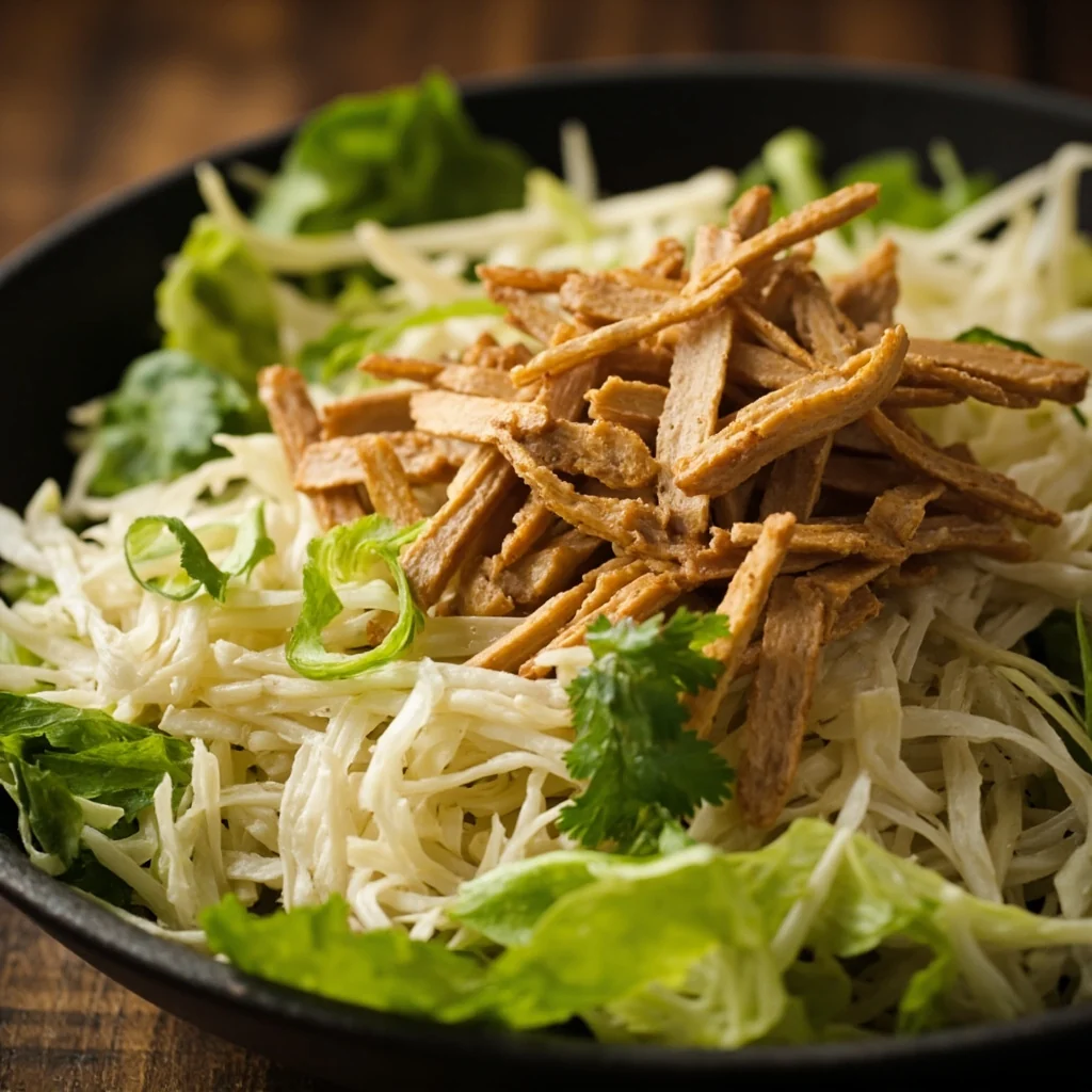 Mélange de chou chinois et de lanières de tofu séché