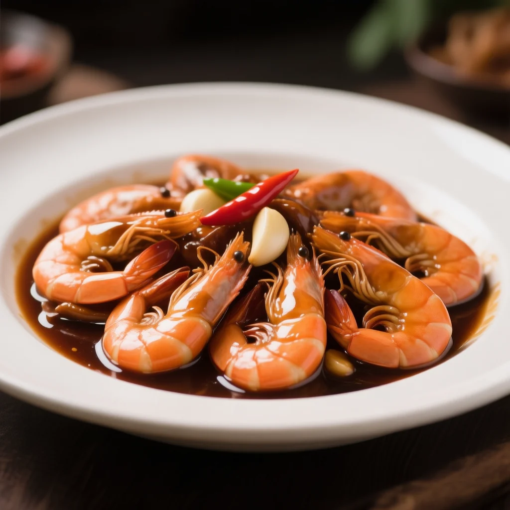 Crevettes braisées à la sauce soja