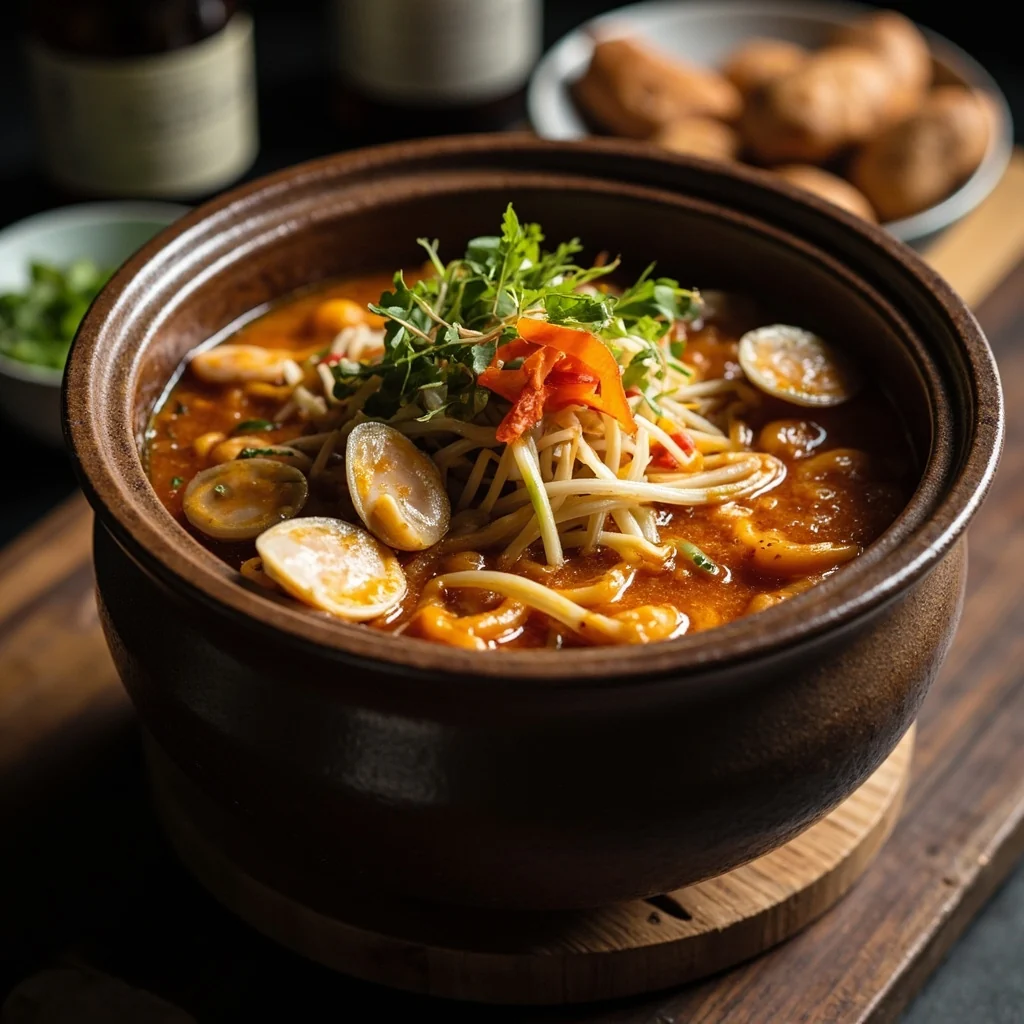 Soupe de pâte de soja coréenne en pot en pierre