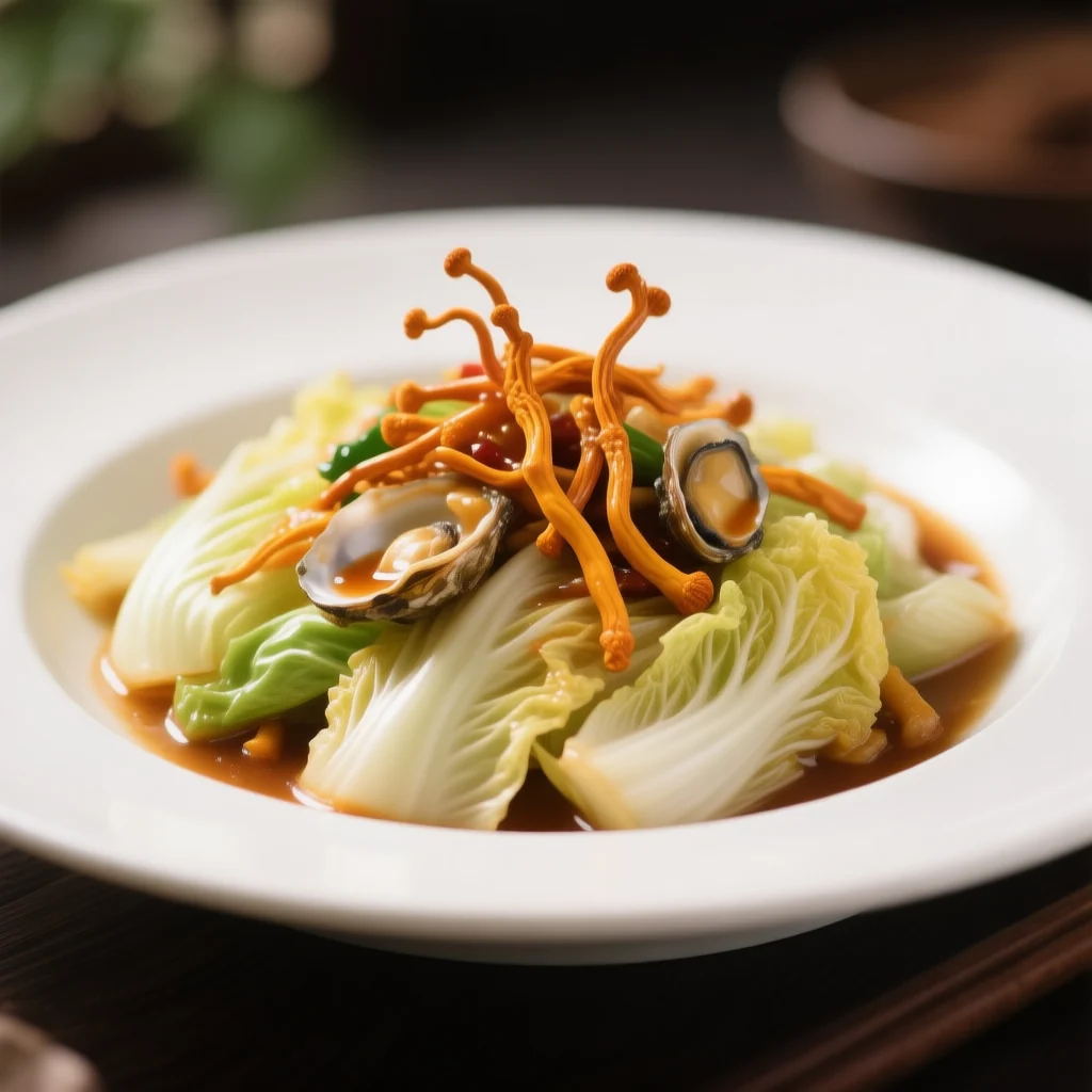 Sauté de fleurs de cordyceps et de chou