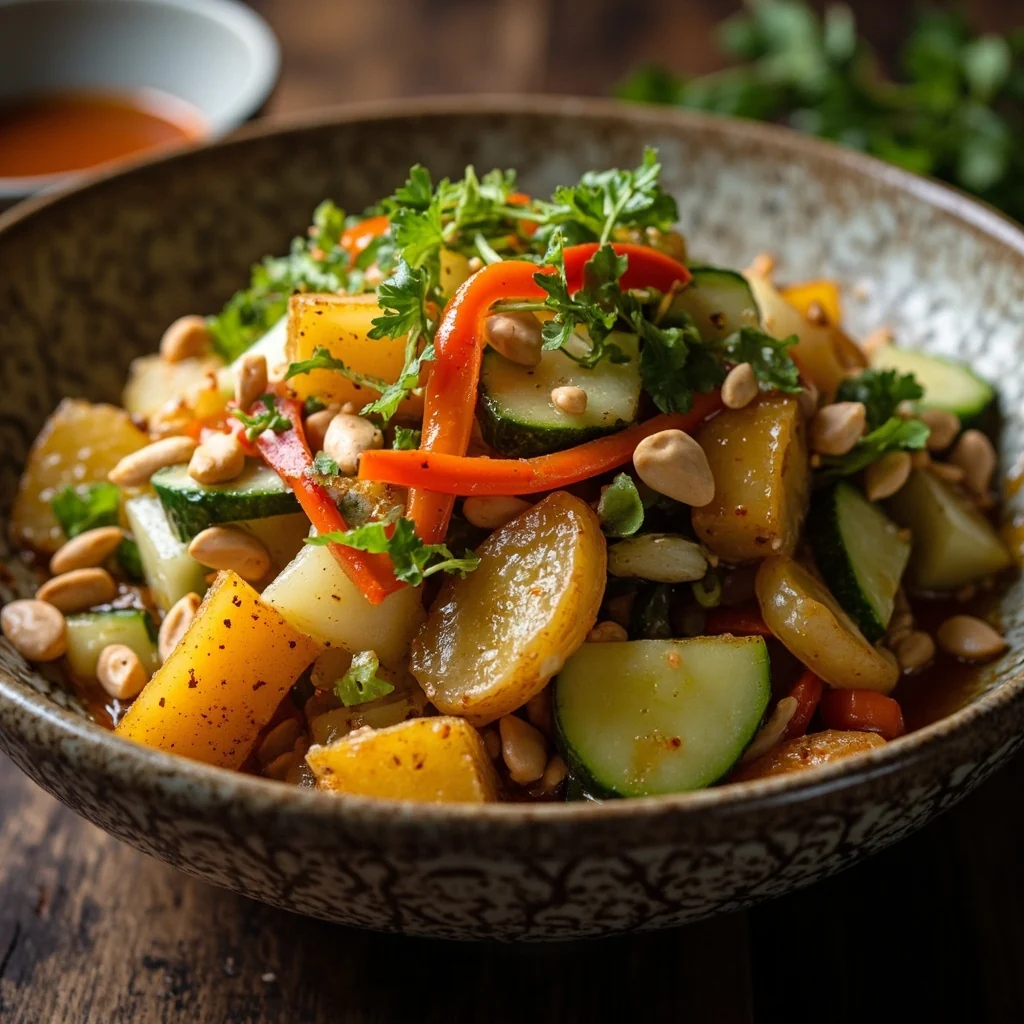 Salade de légumes mixtes froids avec vinaigrette acidulée