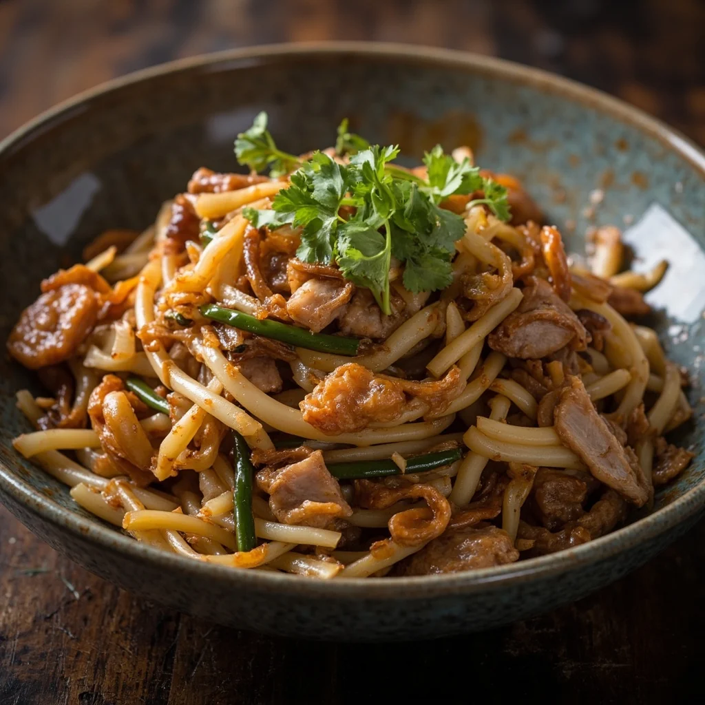 Tiges d'ail avec porc