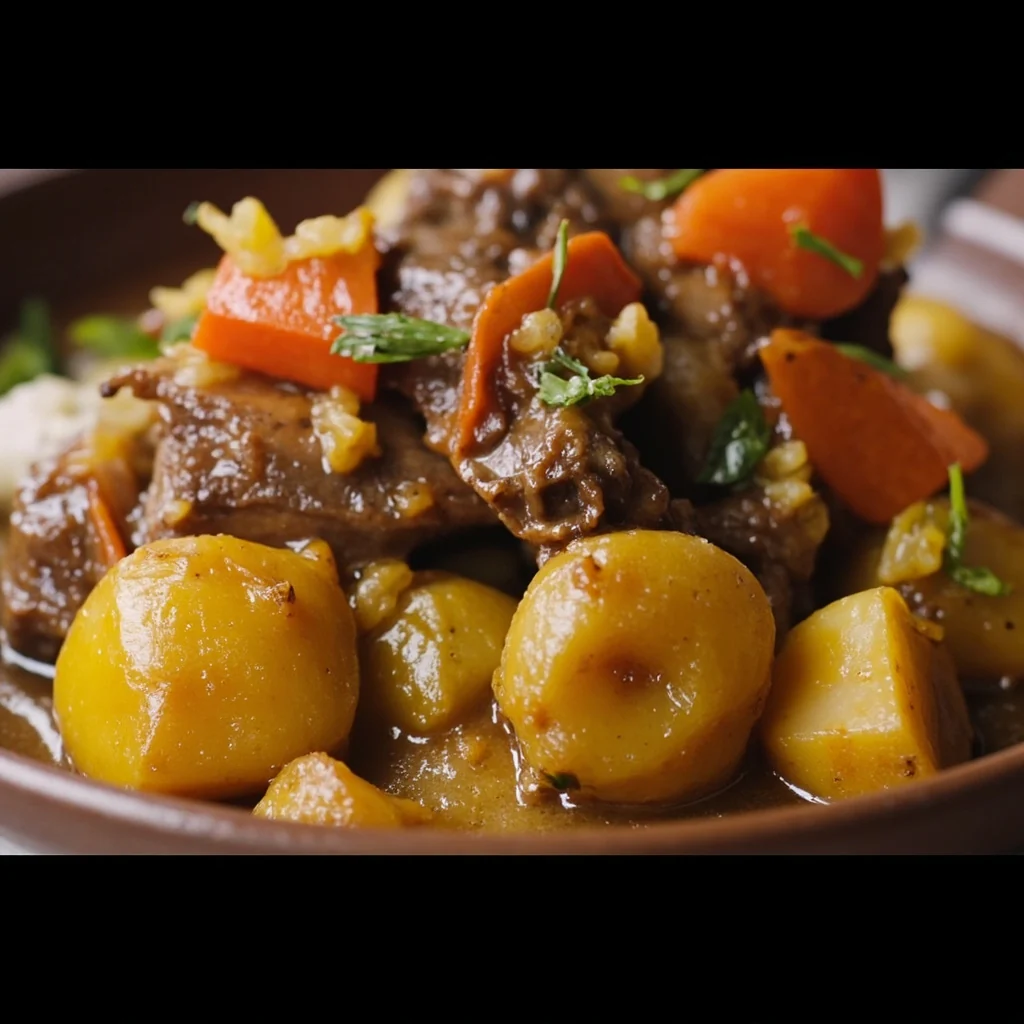 Travers de bœuf au curry avec pommes de terre