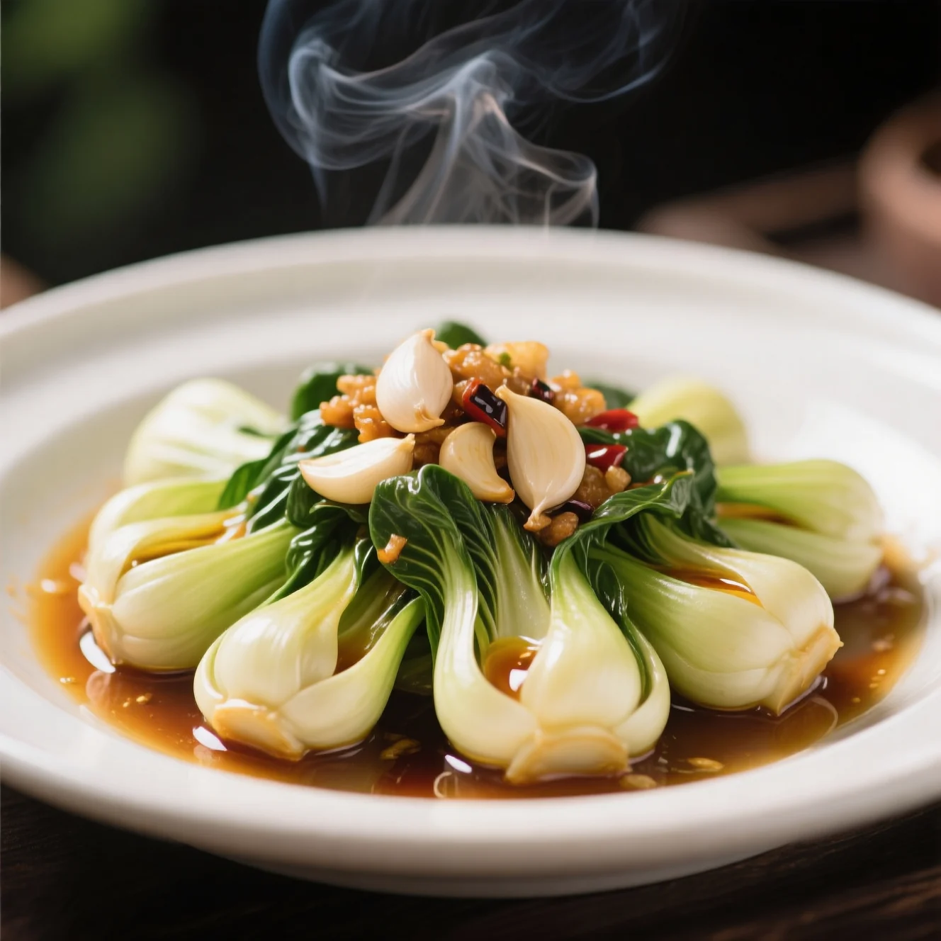 Coeurs de Bok Choy Bébé Sautés à l'Huile Frémissante
