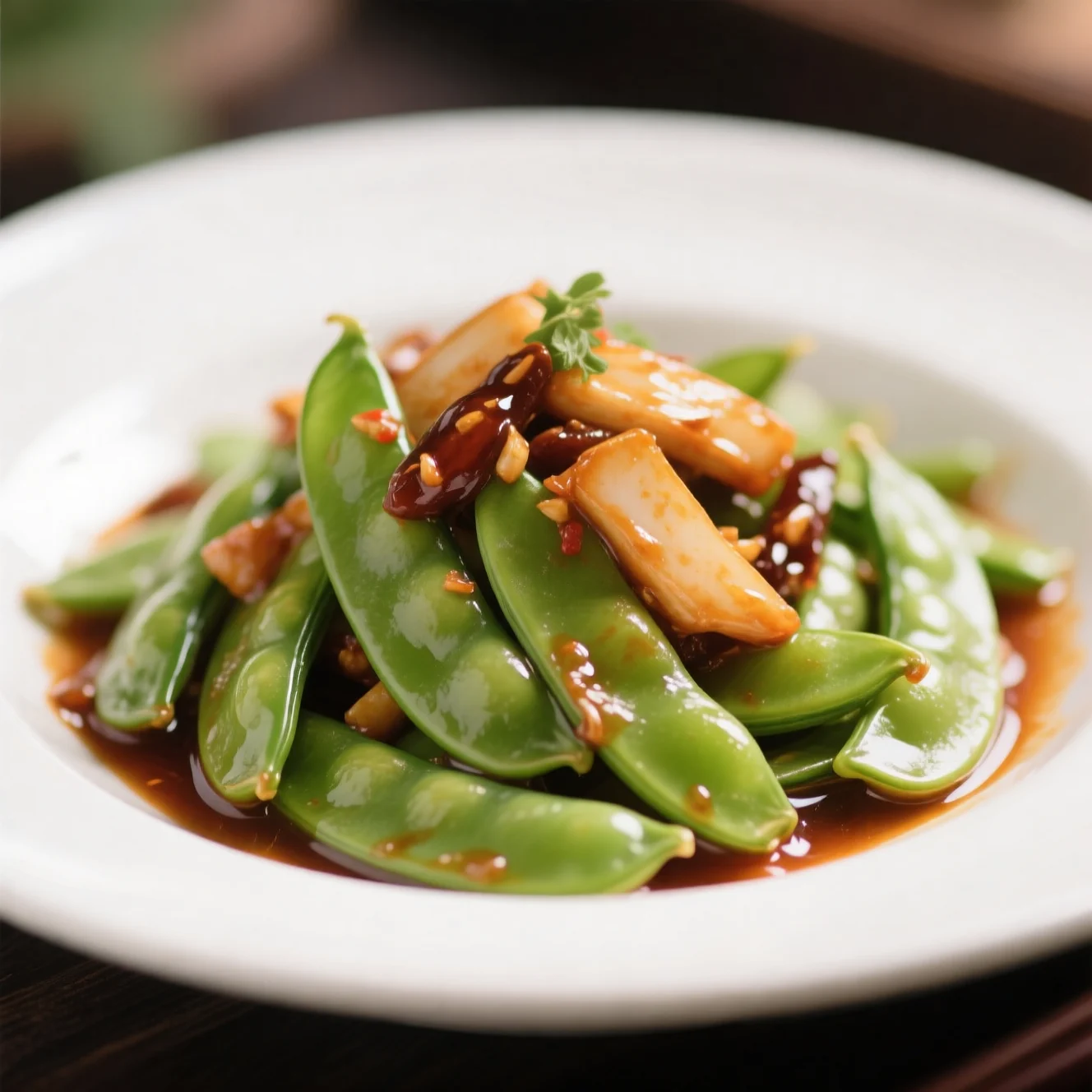 Pois mange-tout à la sauce XO