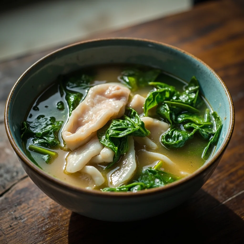 Soupe de poisson aux épinards d'eau