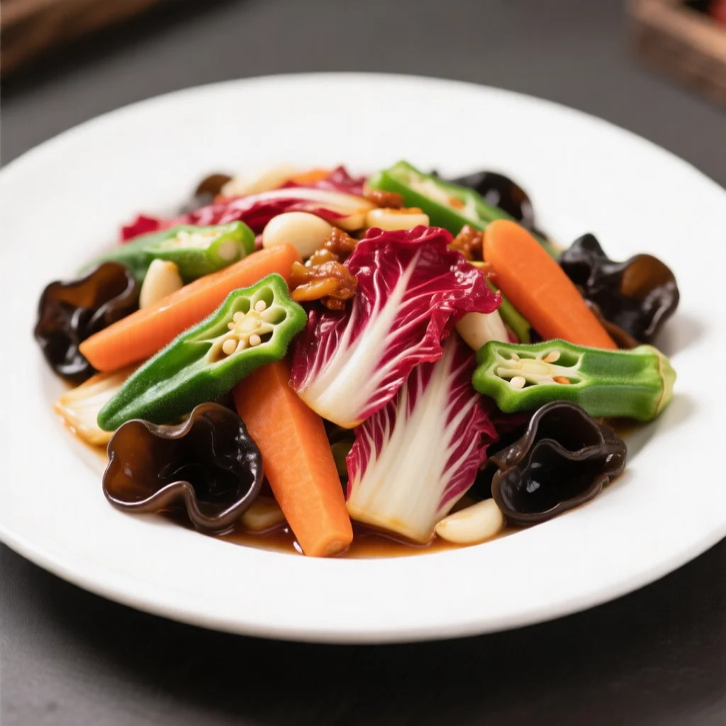 Lamelles de chou et oreilles de bois sautées à l'ail