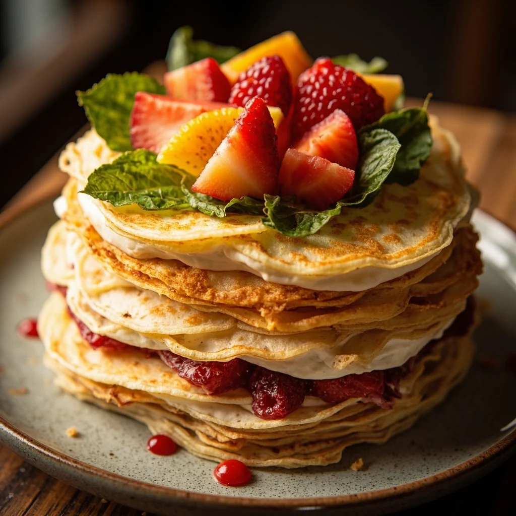 Gâteau Mille Crêpes aux Fruits Frais