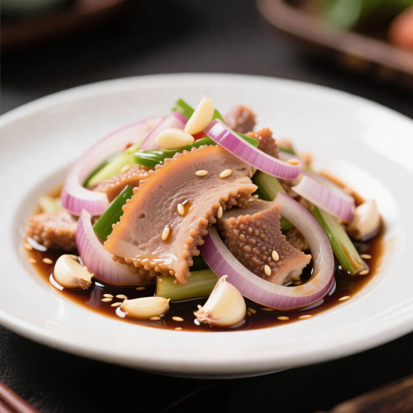 Estomac de porc refroidi avec oignon