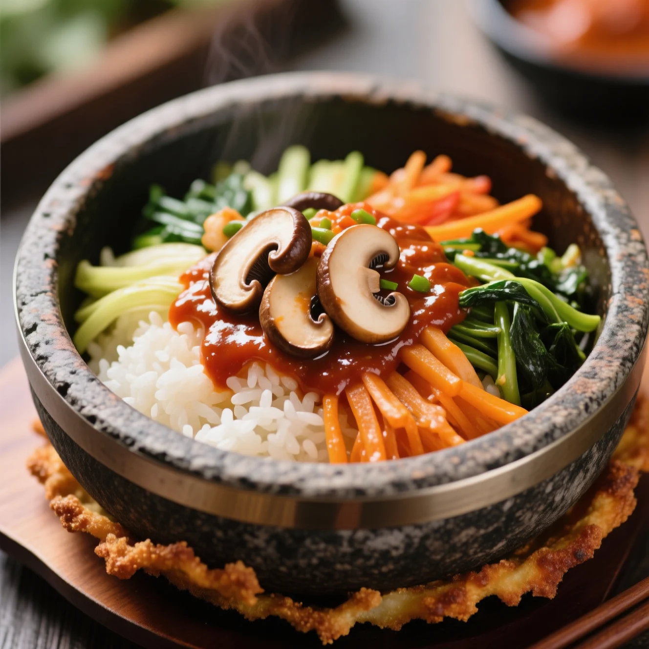Bibimbap en marmite de pierre grésillante