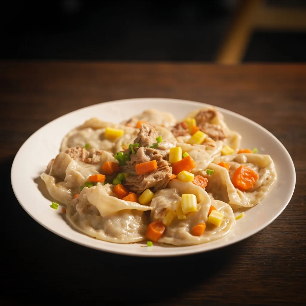 Raviolis aux carottes, au maïs et à la viande maigre