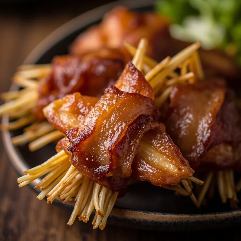 Rouleaux d'Enoki au Bacon Croustillants