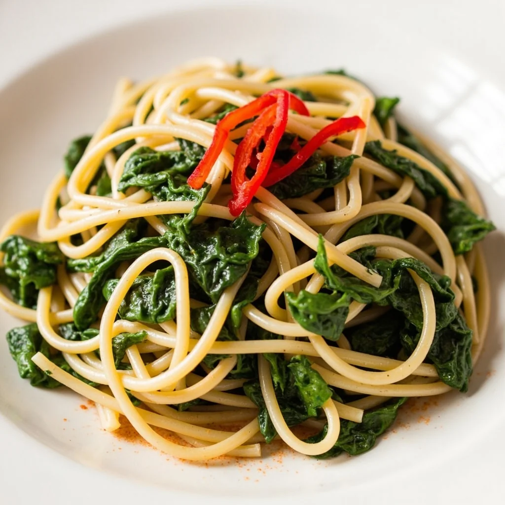 Spaghetti aux épinards