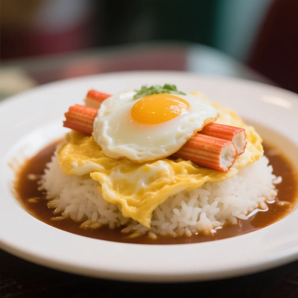 Riz aux œufs soyeux aux bâtonnets de crabe