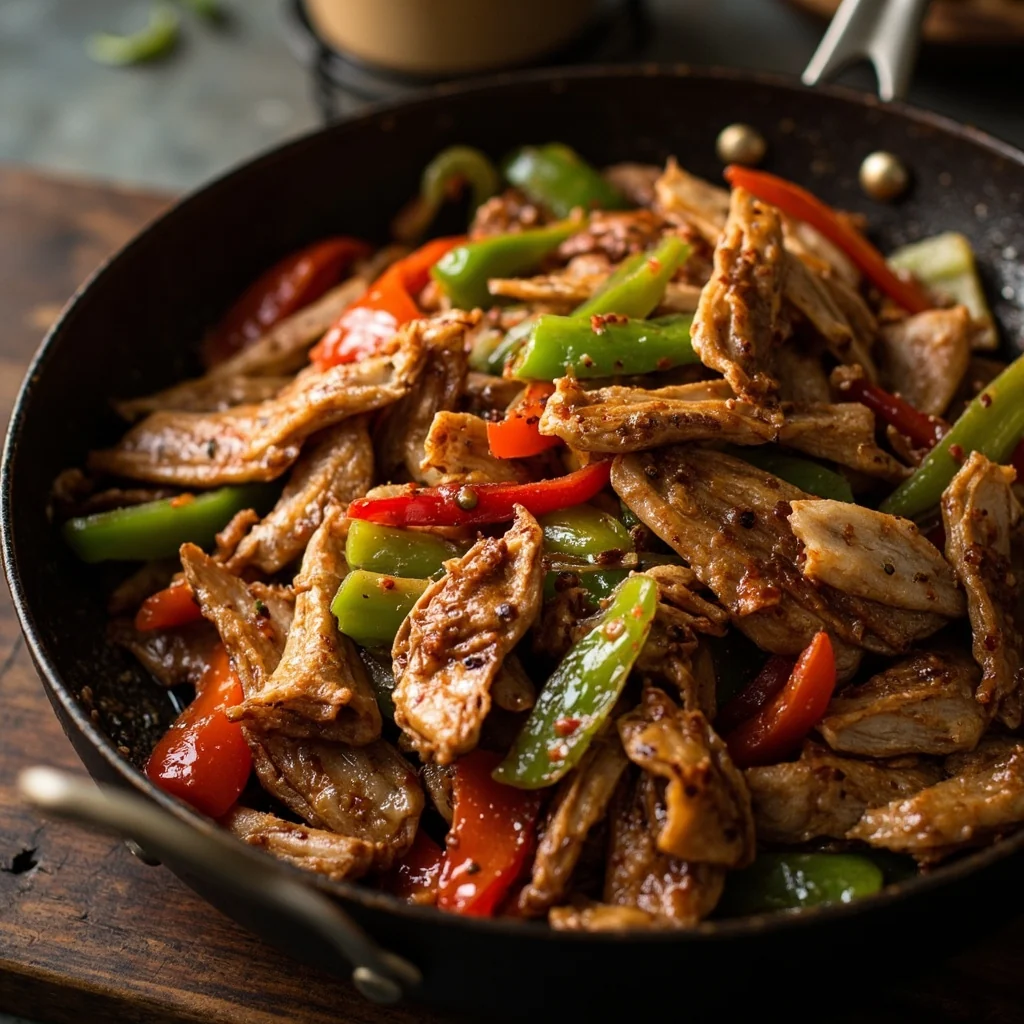 Poisson séché sauté aux poivrons