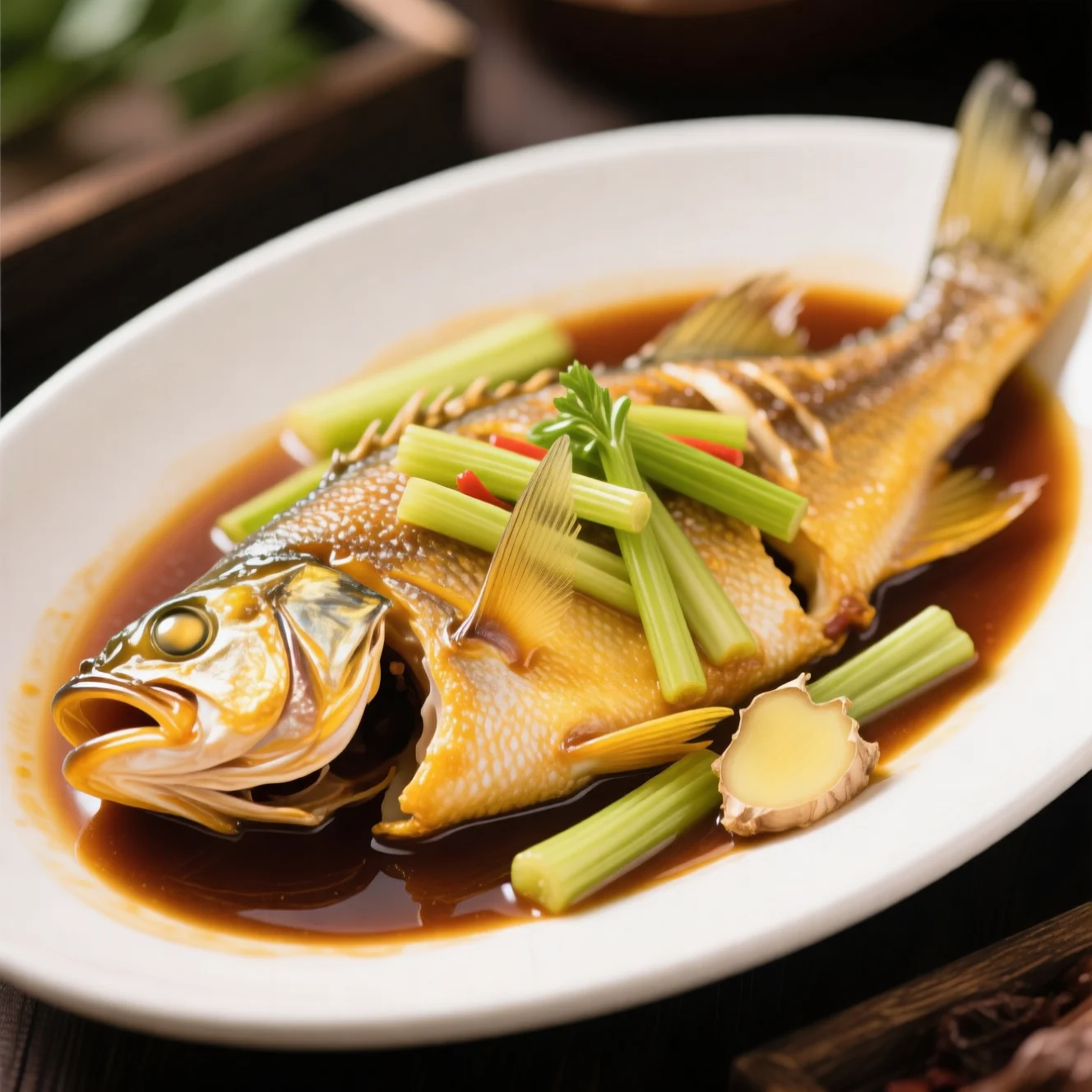 Corèvène jaune braisé au céleri