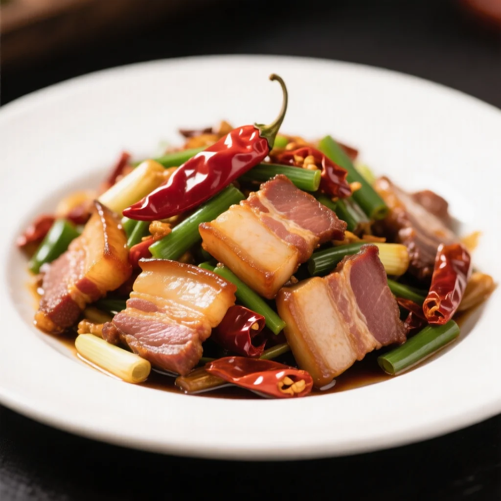 Porc ventre sauté aux oignons verts