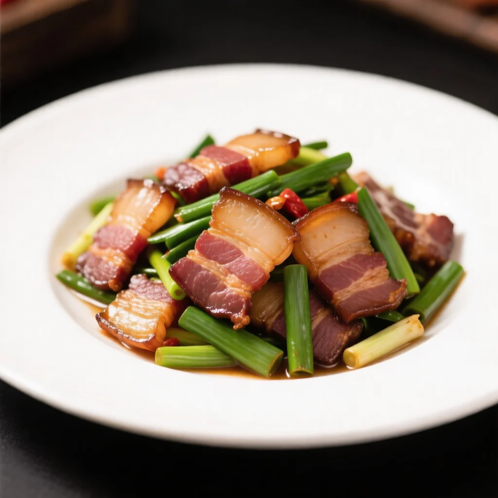 Porc salé sauté à l'ail vert