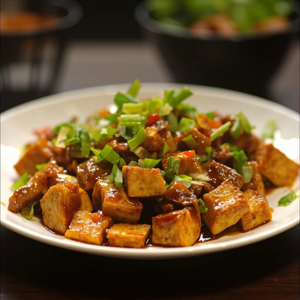 Tofu sauté aux shiitakes à la sauce