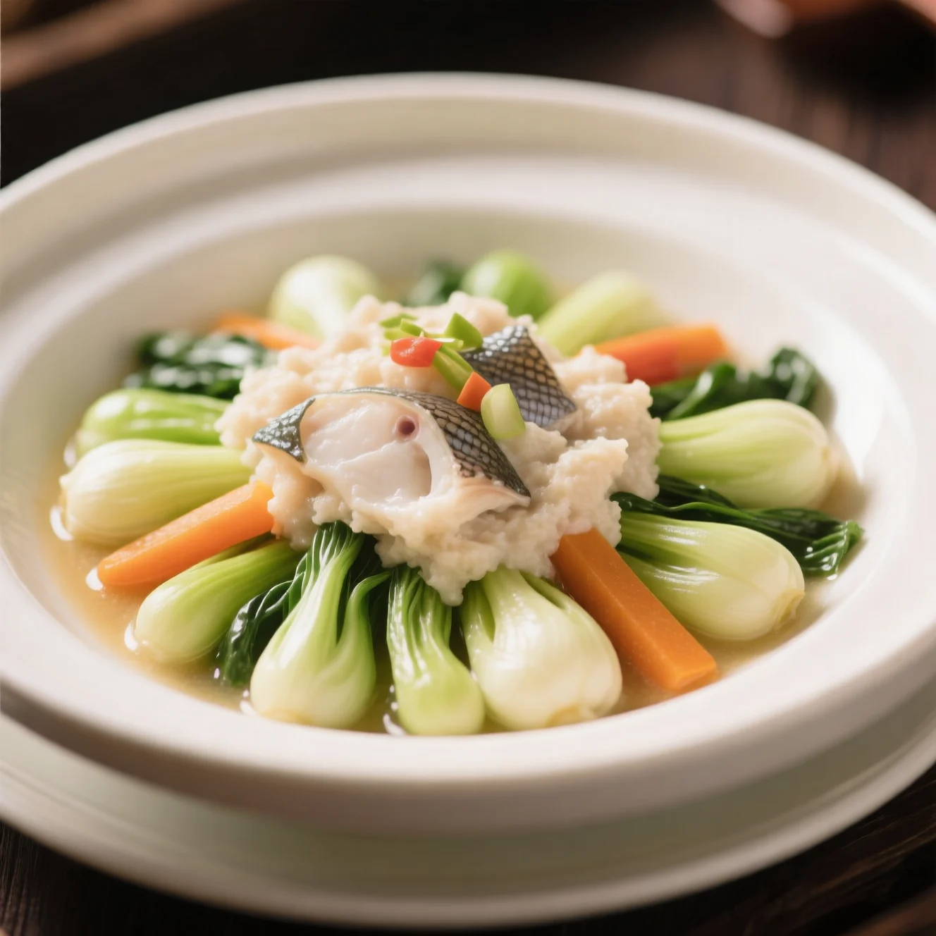 Légumes de saison vapeur avec pâte de poisson Dace