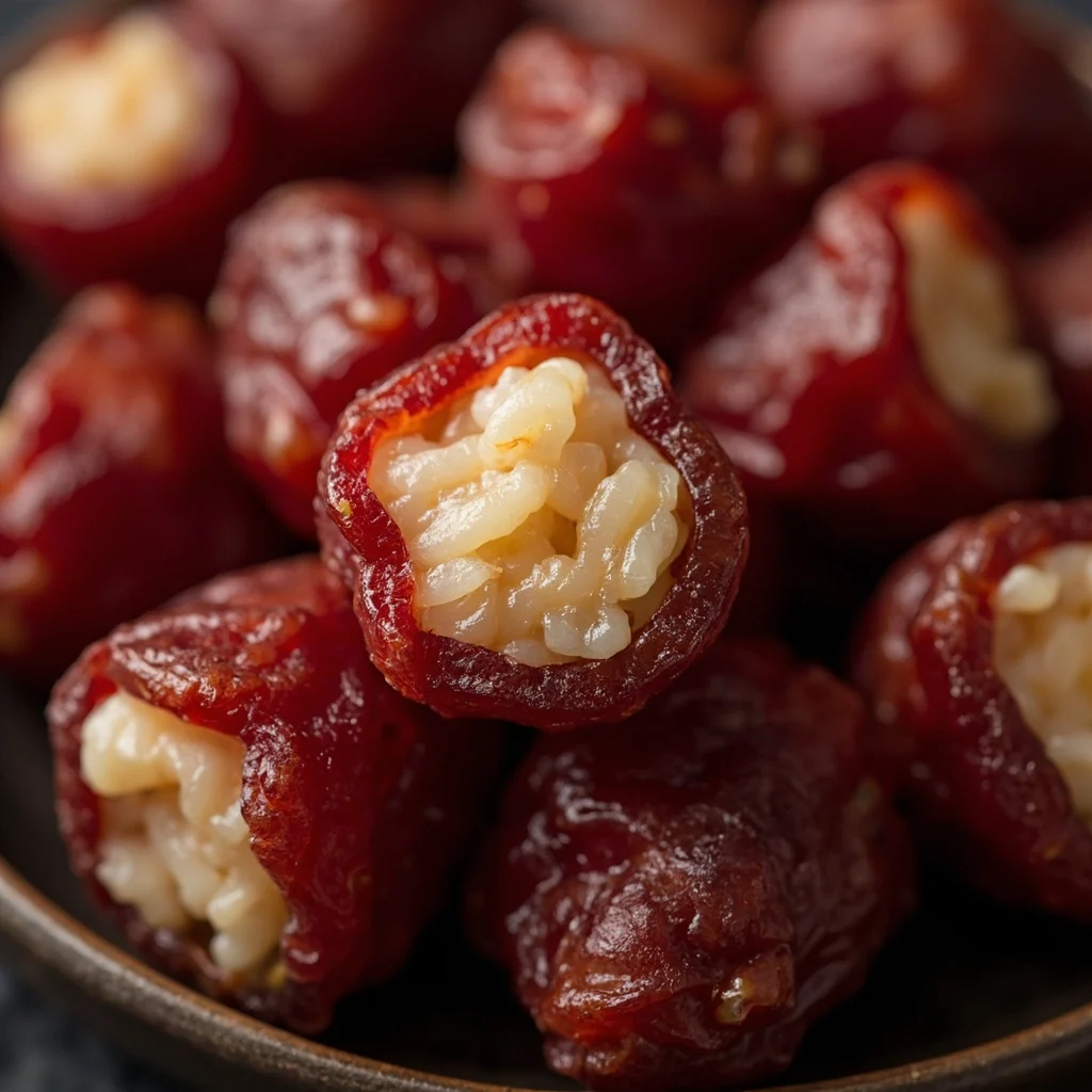 Dattes Rouges Farcies au Riz Gluant Mou