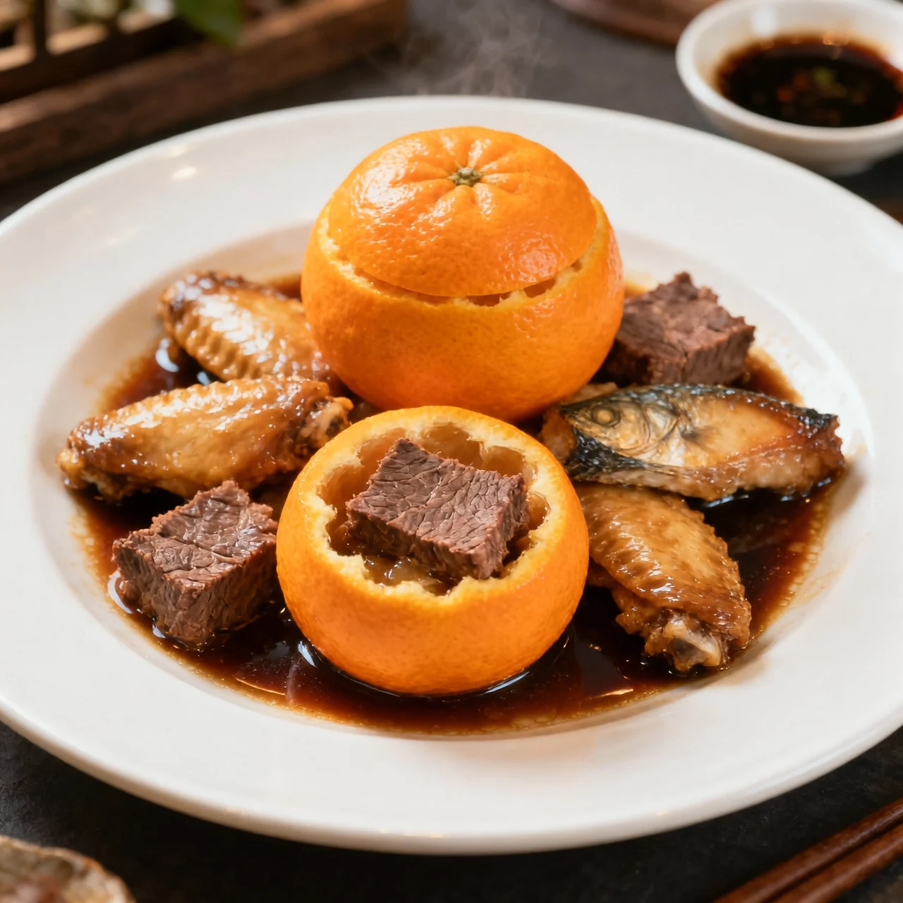 Quatre trésors en coupes de mandarine