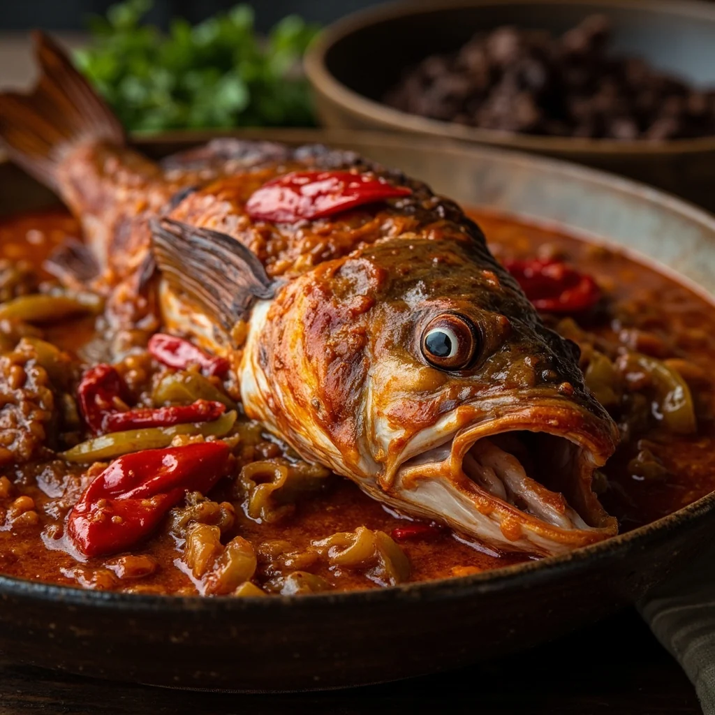Tête de poisson au chili épicé