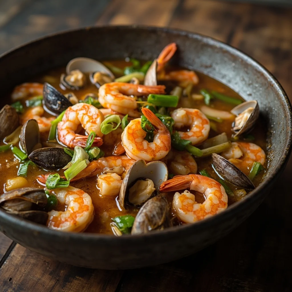 Crevettes et Palourdes à l'Étuvée en Une Seule Casserole