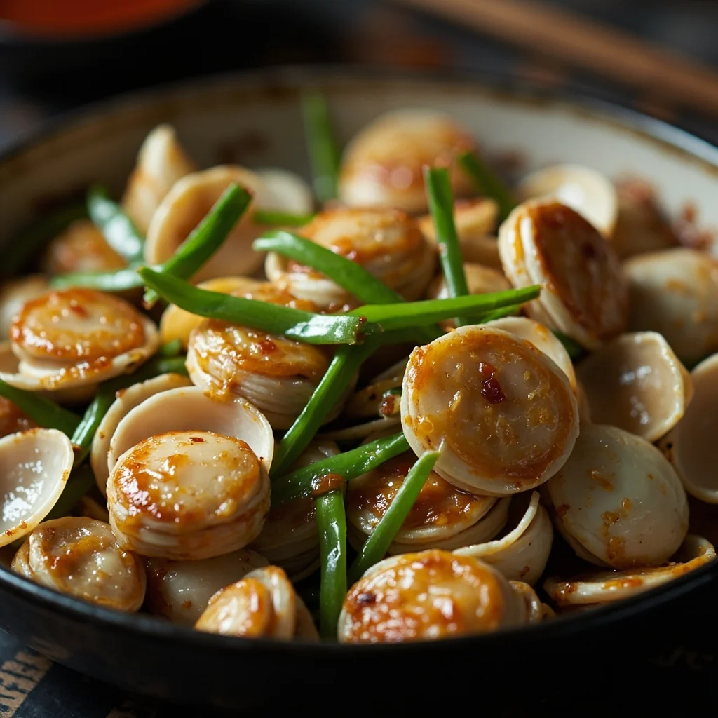 Palourdes sautées aux ciboules chinoises