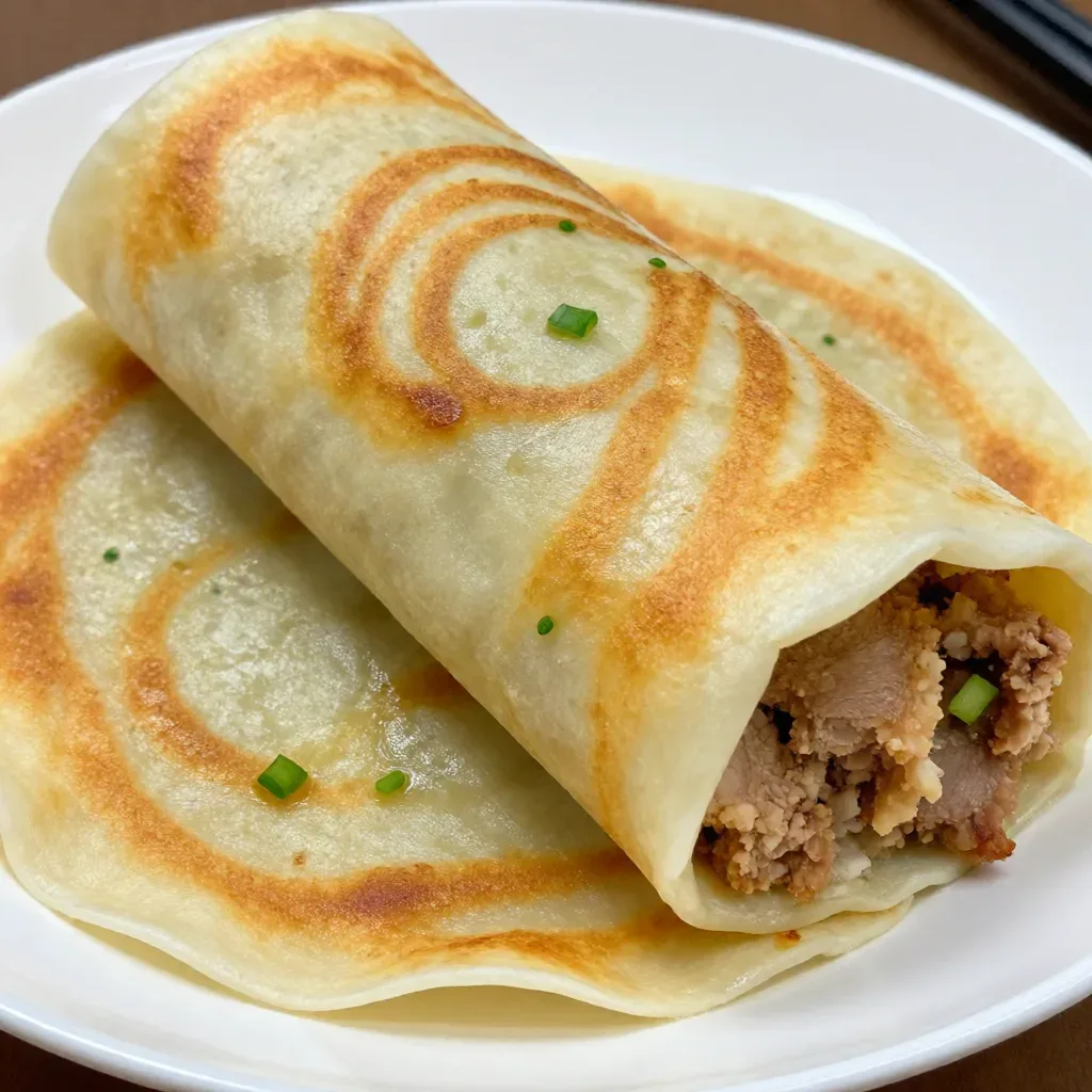 Crêpes Roulées au Porc et aux Oignons Verts