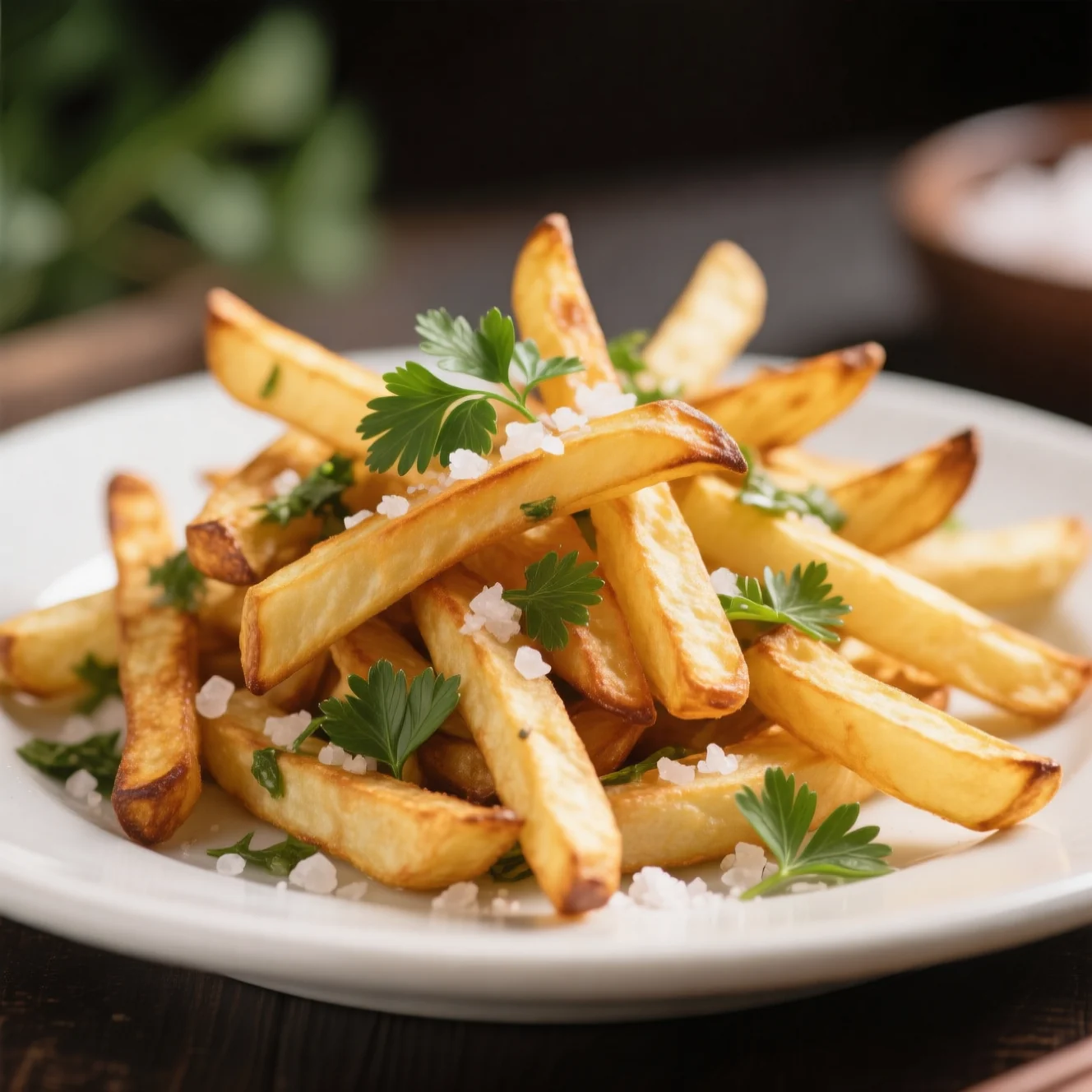 Frites au sel marin et persil