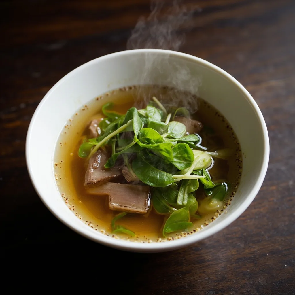Chicken Liver and Pea Shoot Soup