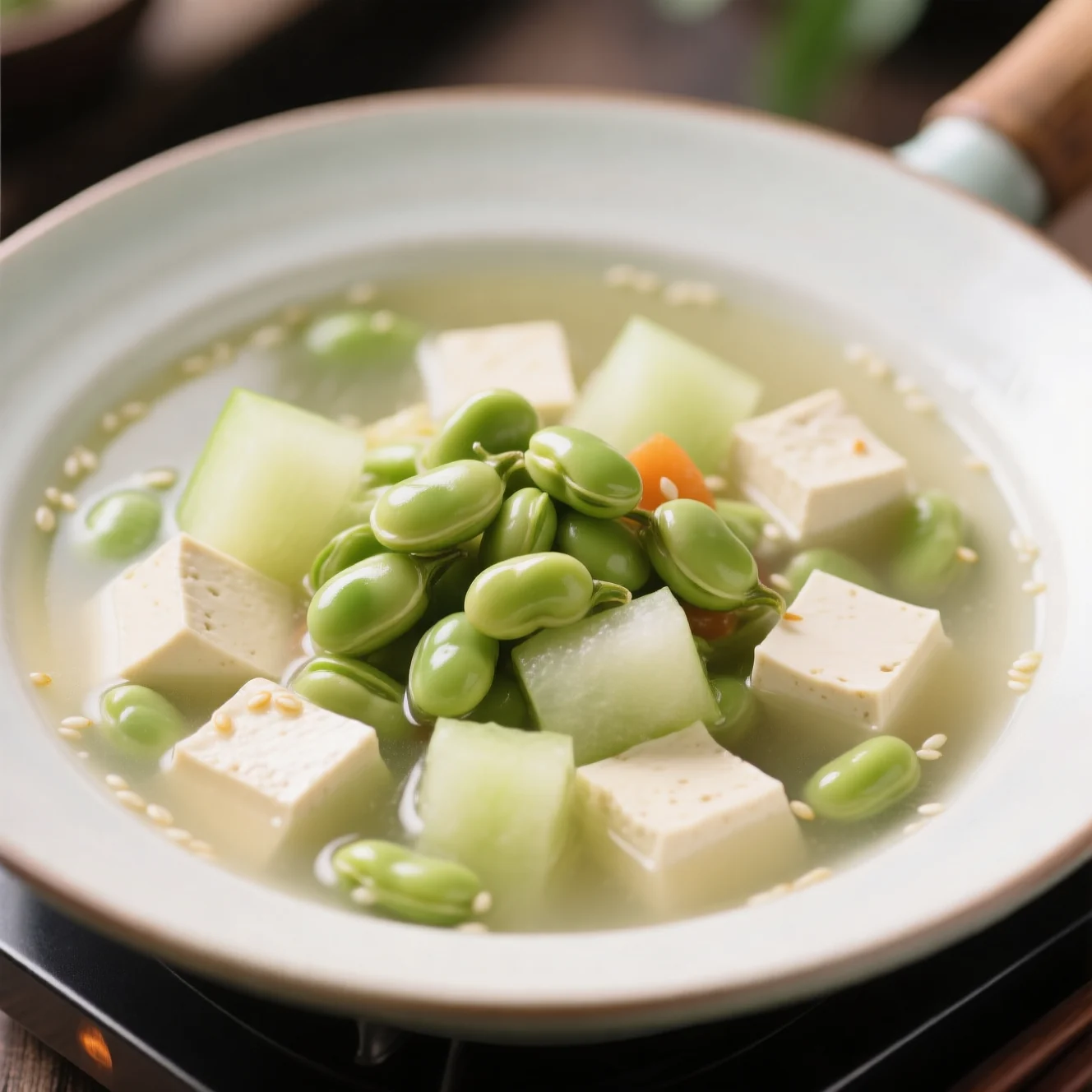 Soupe aux fèves et melon d'hiver