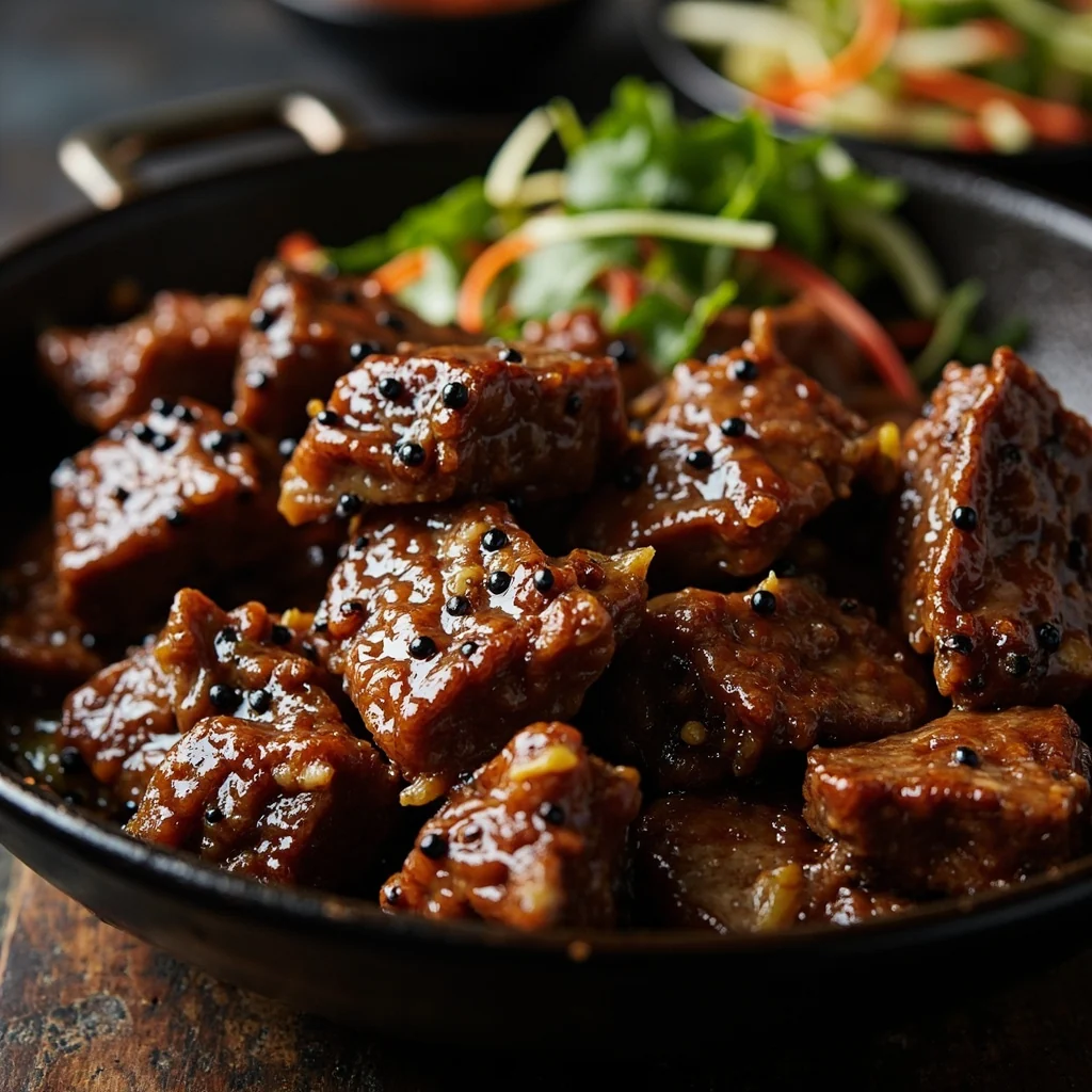 Côtes de Boeuf Poêlées avec Sauce au Poivre Noir