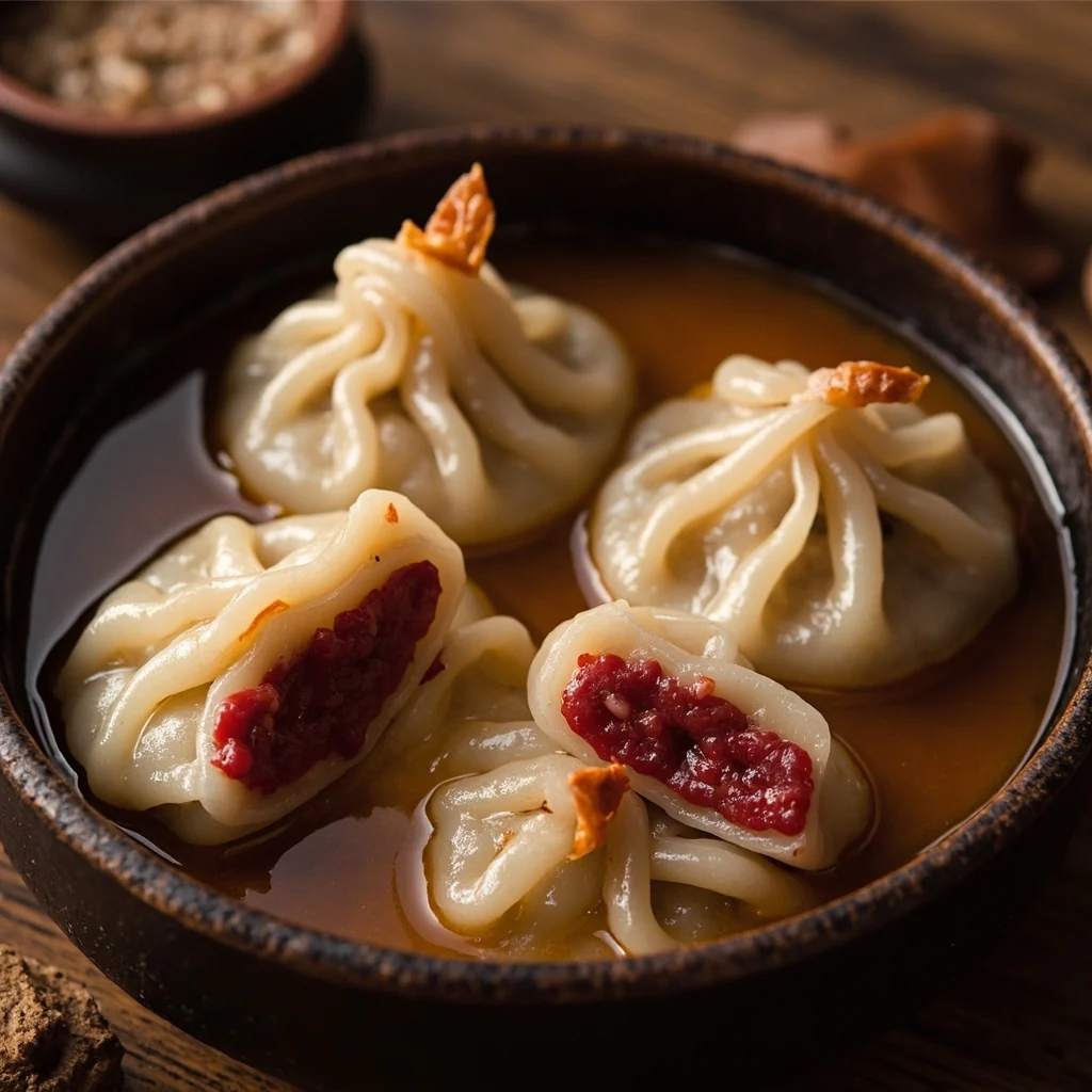 Tangyuan aux haricots rouges dans un bouillon au gingembre