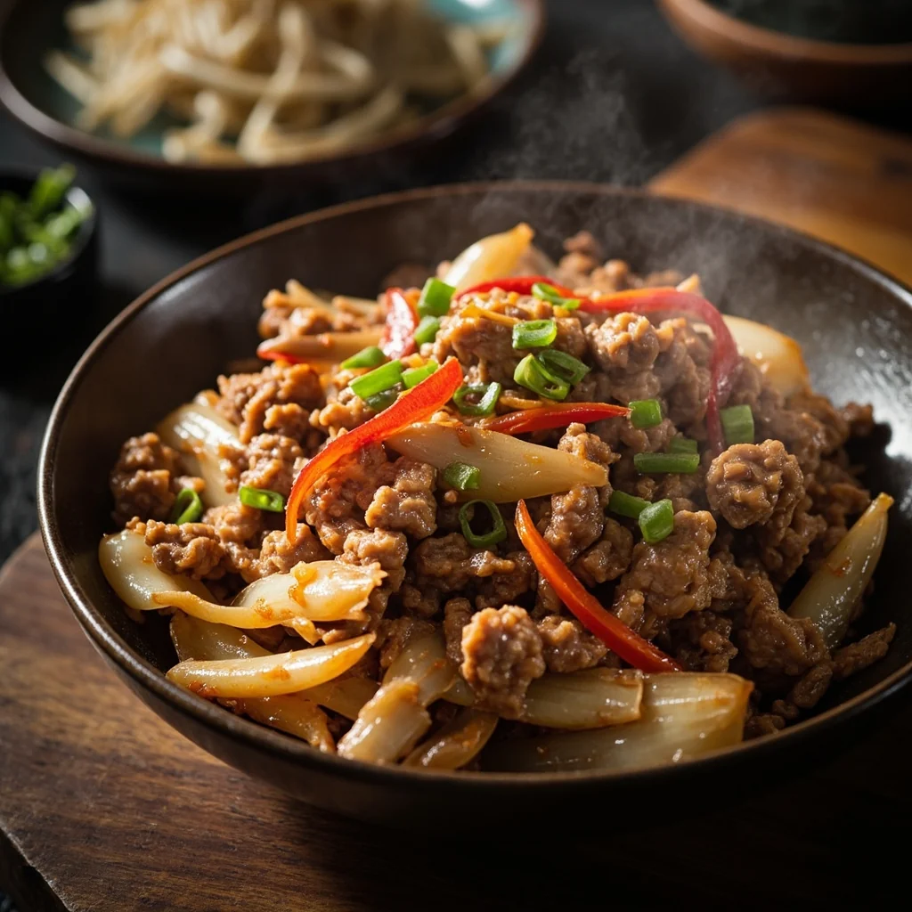 Sauté de porc aux radis marinés