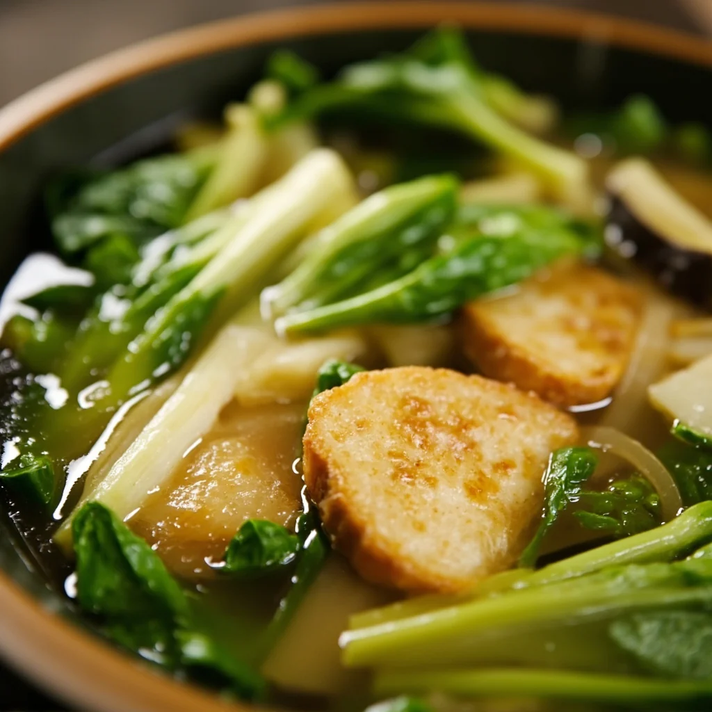 Soupe de gâteau de riz aux légumes verts