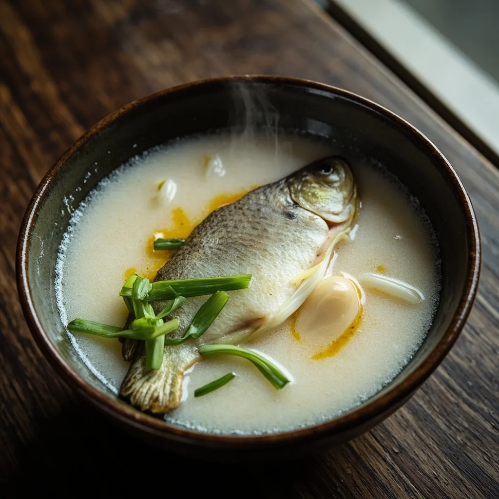 Sopa de Carpa Cruciana con Rábano Rallado
