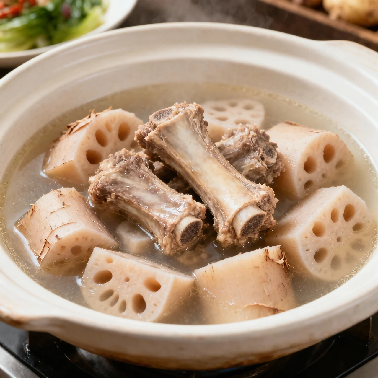 Soupe de racine de lotus et côtes de porc