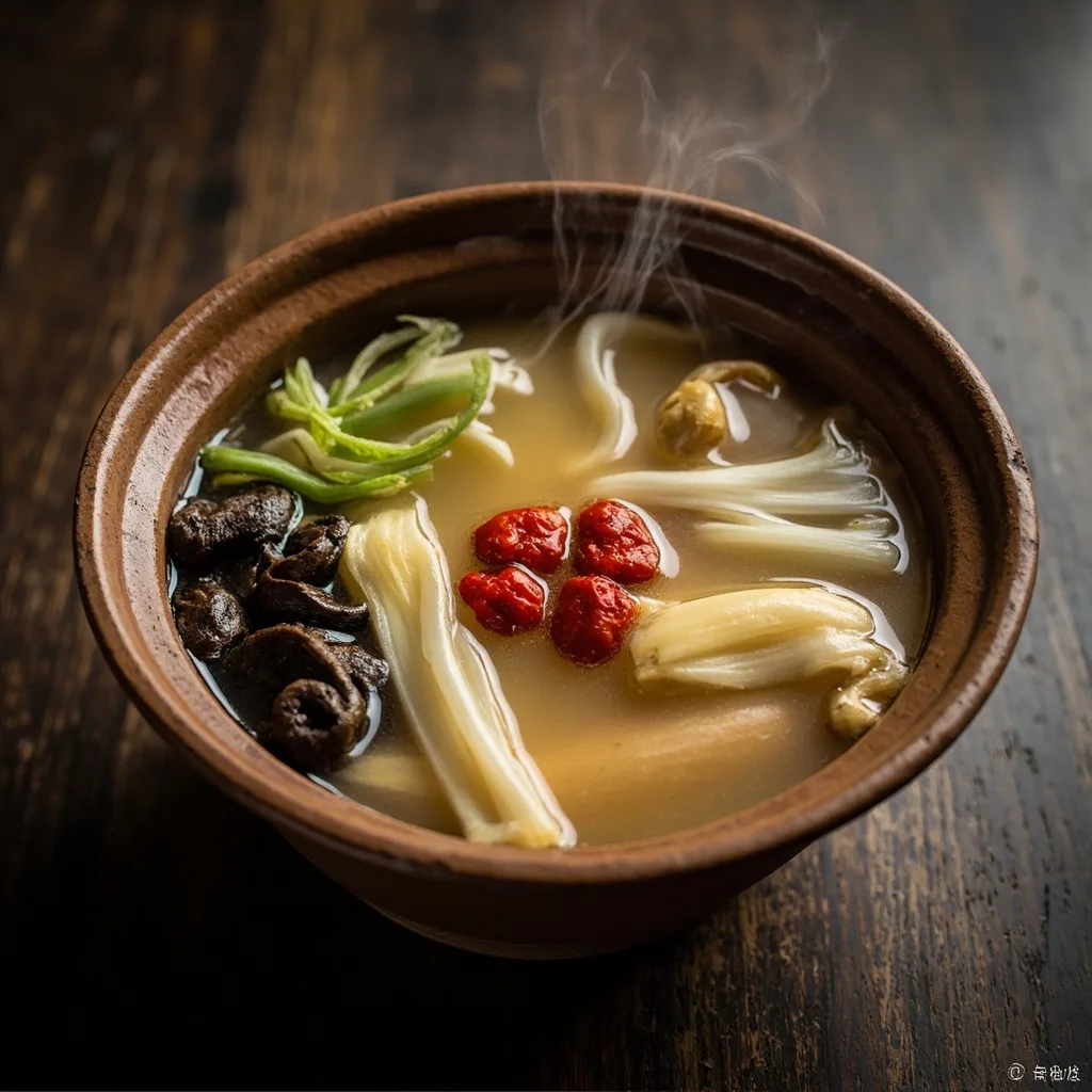 Tofu Skin, Wood Ear, and Goji Berry Soup