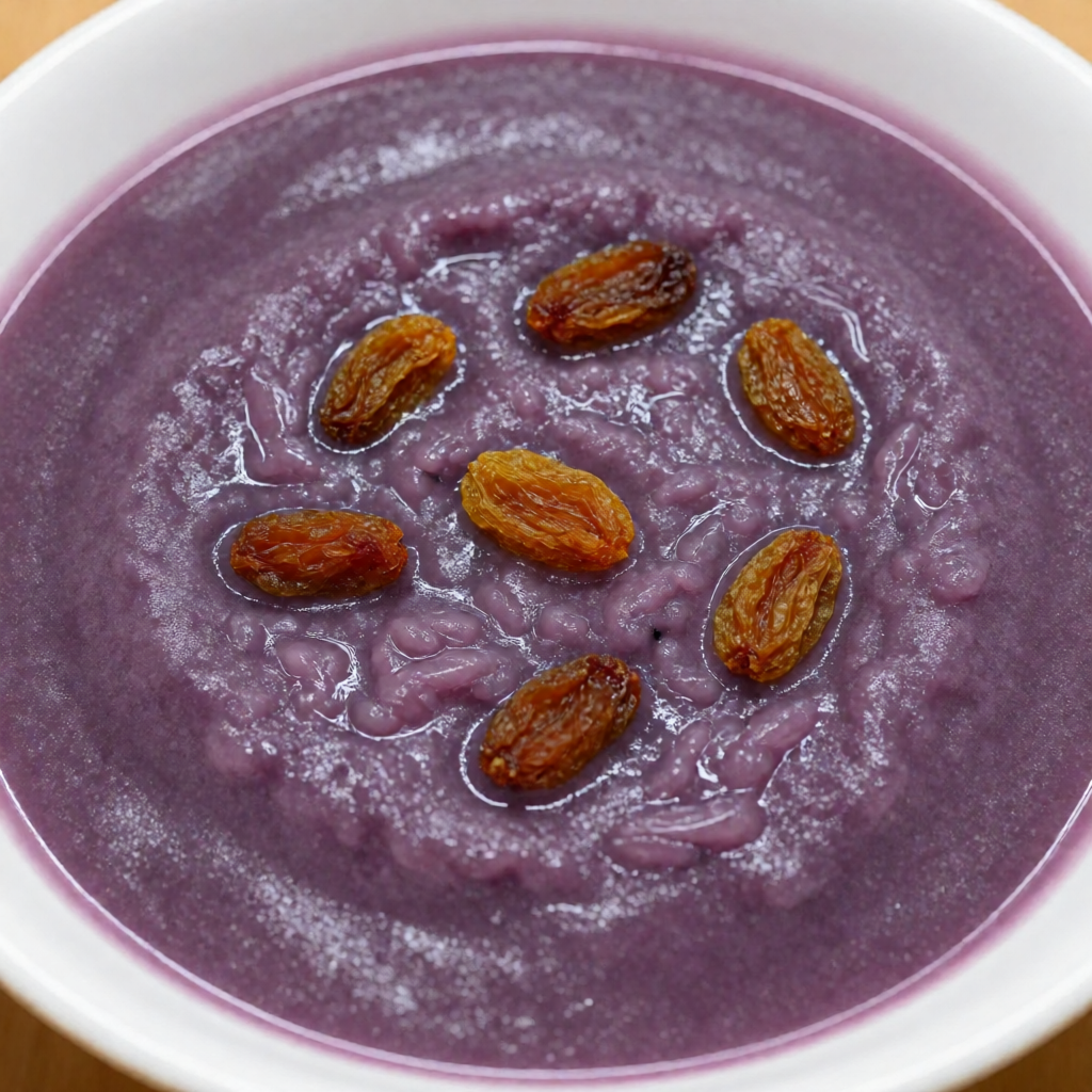 شوربة الأرز اللزج بالبطاطا الحلوة البنفسجية