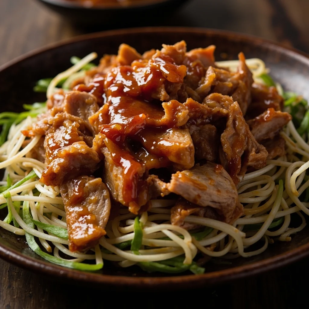 Porc Effiloché de Beijing en Sauce aux Haricots Sucrés