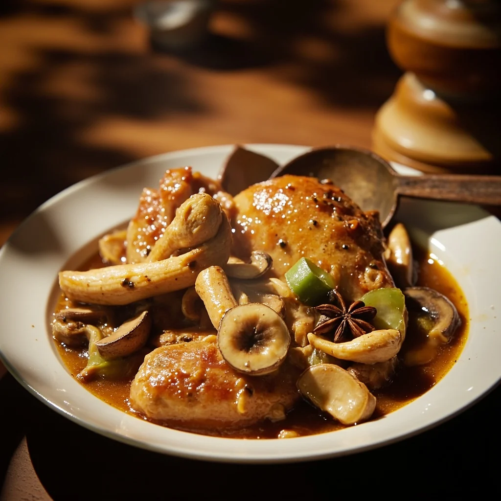 Poulet mijoté aux champignons