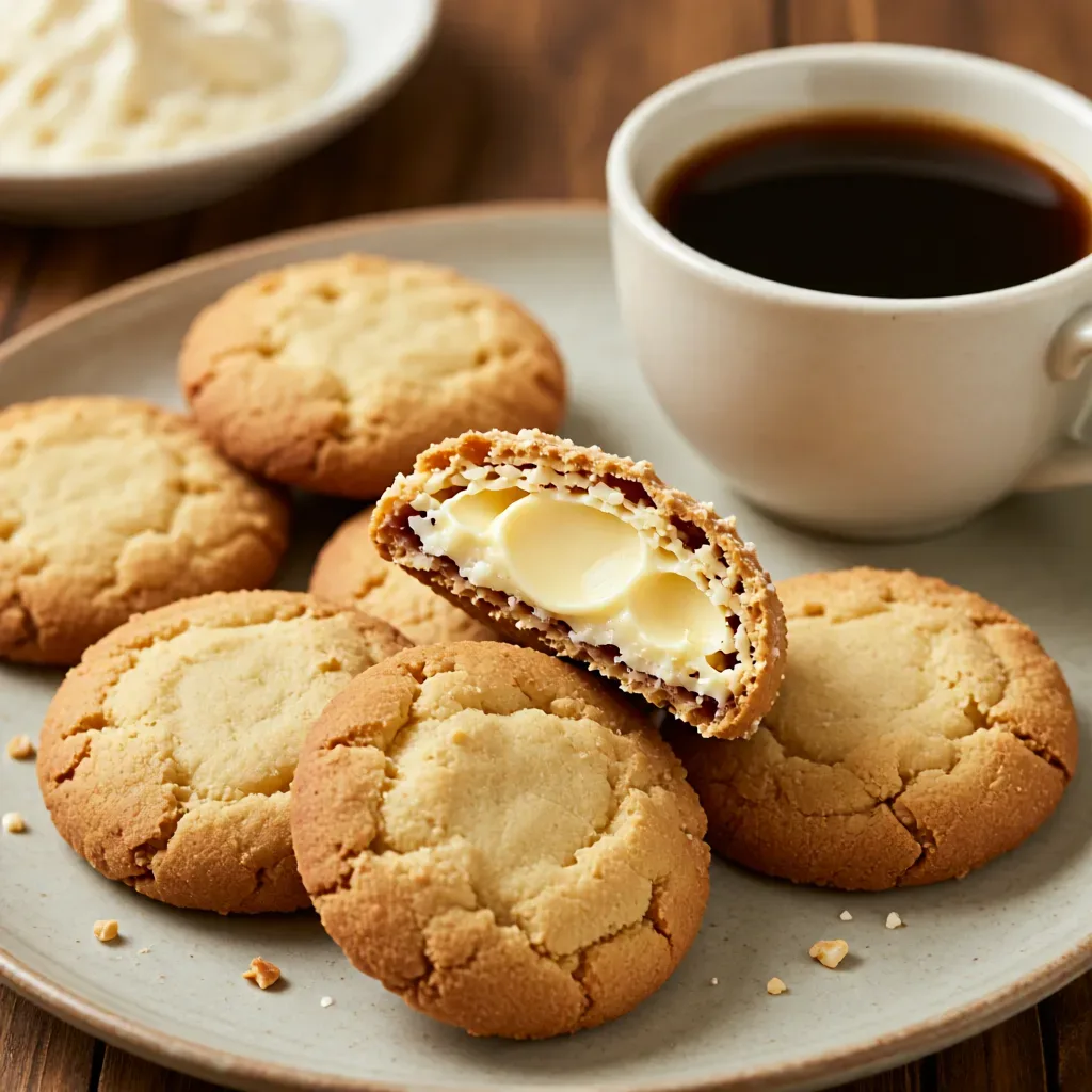 Almond and Vanilla Sandwich Cookies Coated with Praline