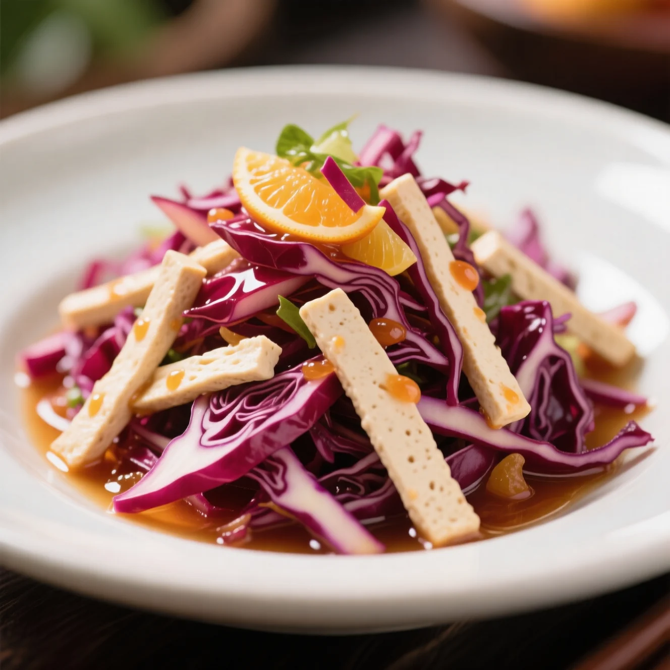 Salade de Chou Rouge et Lamelles de Tofu
