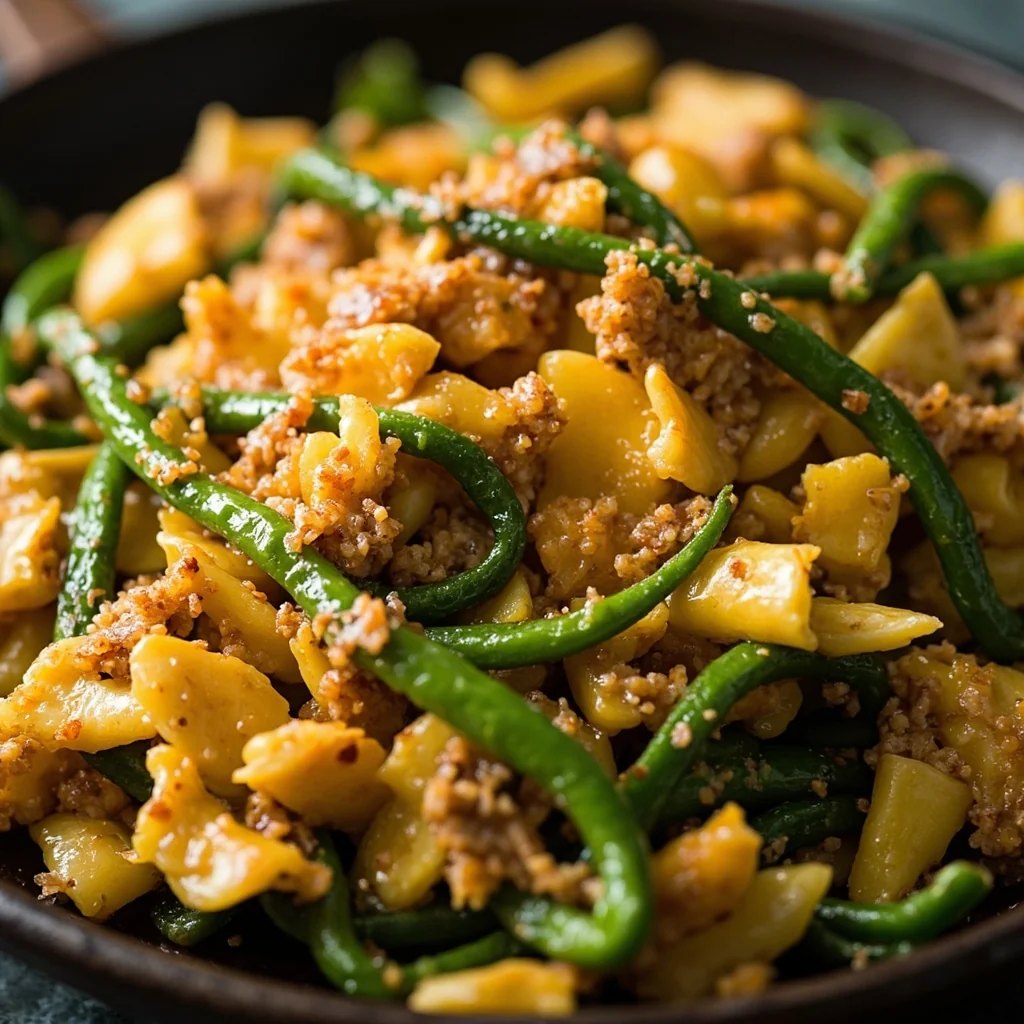 Tiges d'ail aux œufs brouillés moelleux