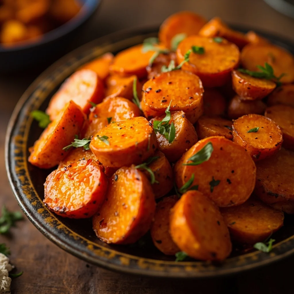 Patates douces rôties à la peau croustillante