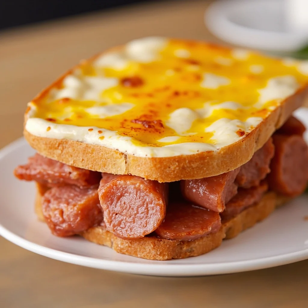 Jambon garni au pain grillé