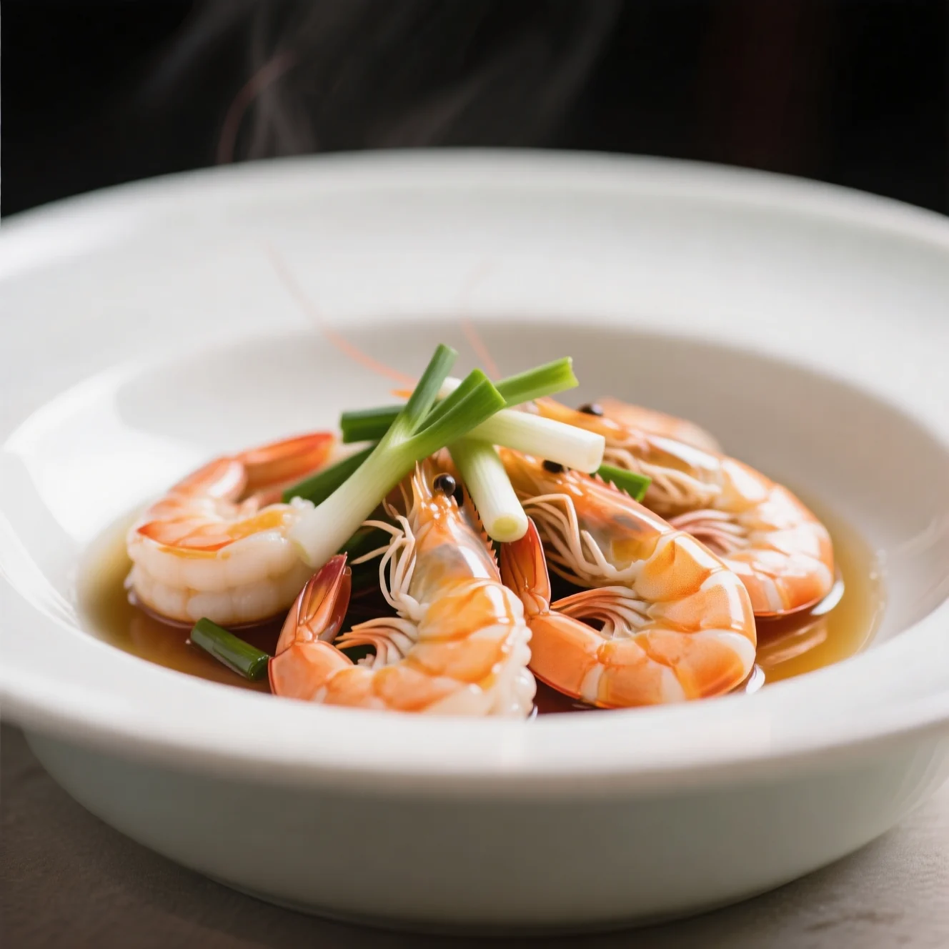 Crevettes Fraîches Vapeur aux Oignons Verts