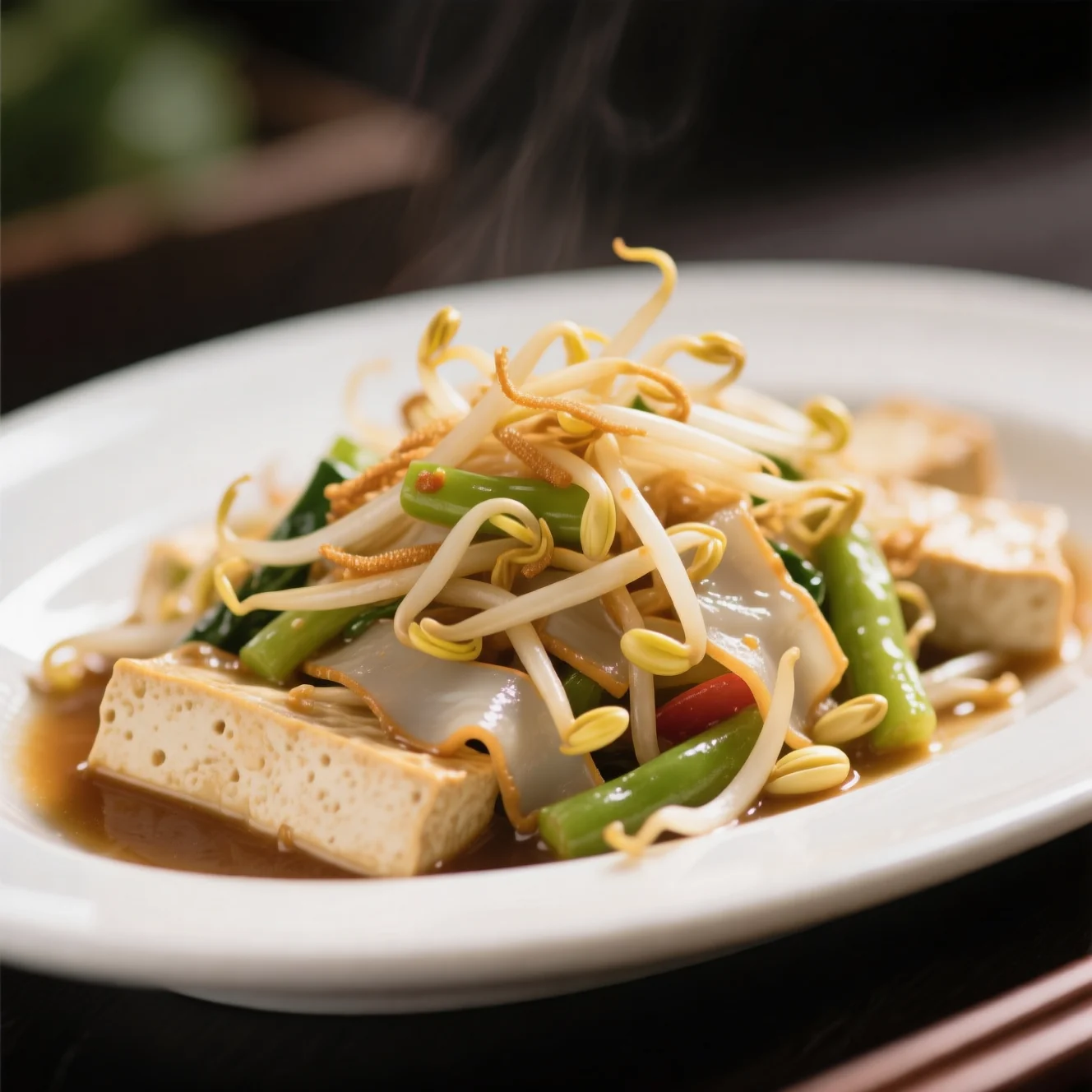 Peau de tofu avec germes de soja croustillants